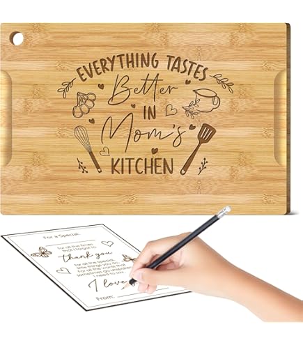On The Rox Regalos Para Mamá – Tabla De Cortar Personalizada Grabada De Bambú Con Texto En Inglés «#1 Mom Nutritional Facts» (9 X 6 Pulgadas) – Regalos De Cumpleaños Para