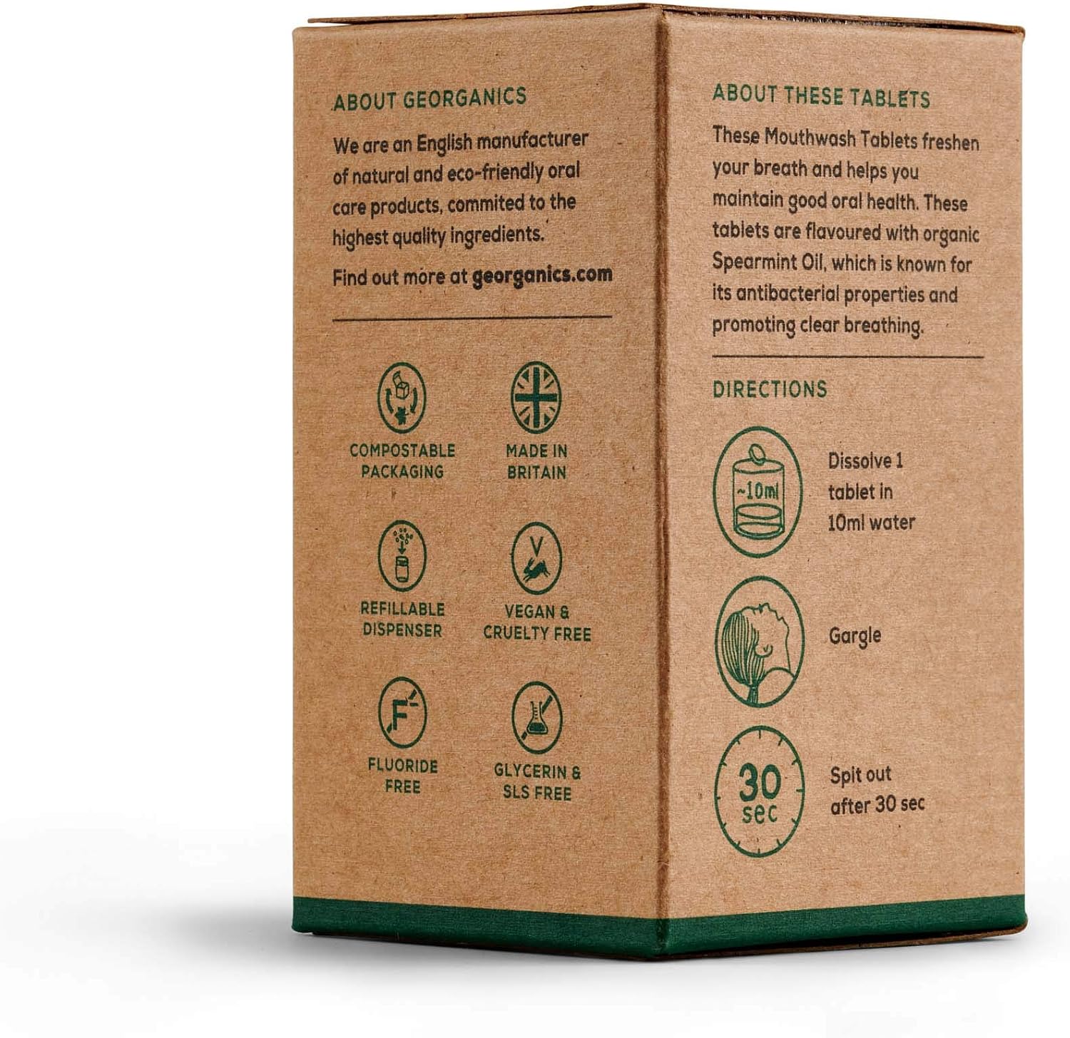Georganics Organic Mouthwash Tablets, 180 Tablets, 3 Month Supply, Organic Spearmint Flavour, for Bad Breath, SLS - Image 4