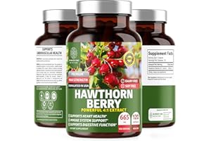 NUMBER ONE NUTRITION N1N Premium Hawthorn Berry Capsules [Max Strength, 2660mg] All Natural Hawthorn Extract Supplement to Support Immunity, 120 Caps