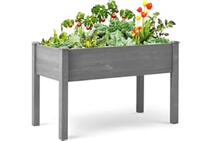WOOD-NATRL Raised Garden Bed with Legs (48x24x30''), Solid Wood Elevated Planter Box for Outdoor