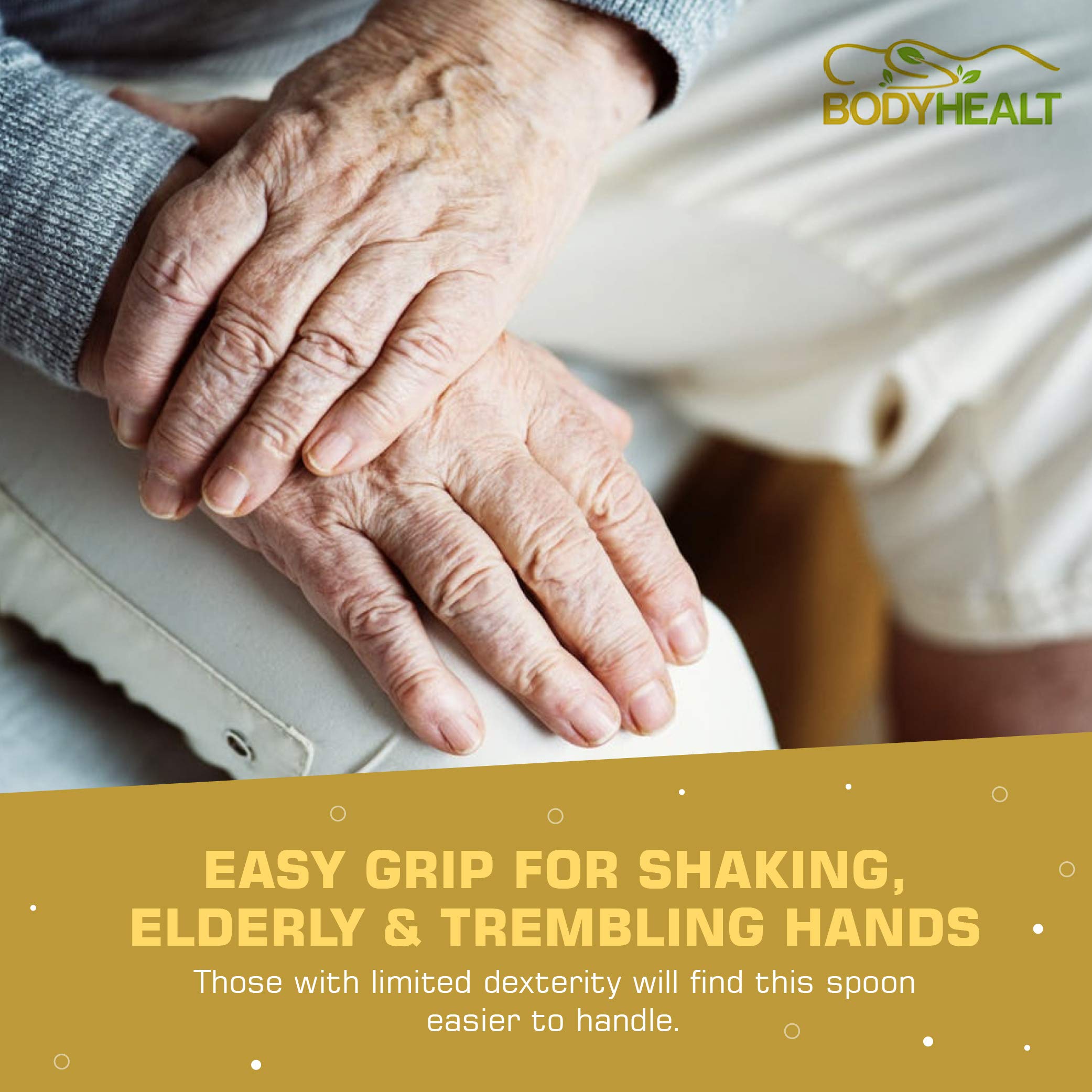 BodyHealt Weighted Utensils for Hand Tremors - Adaptive Utensils for Elderly, Arthritis, Parkinsons Aids for Living. Weighted Silverware for Hand Tremors Stroke Recovery Gifts for Parkinsons Patients