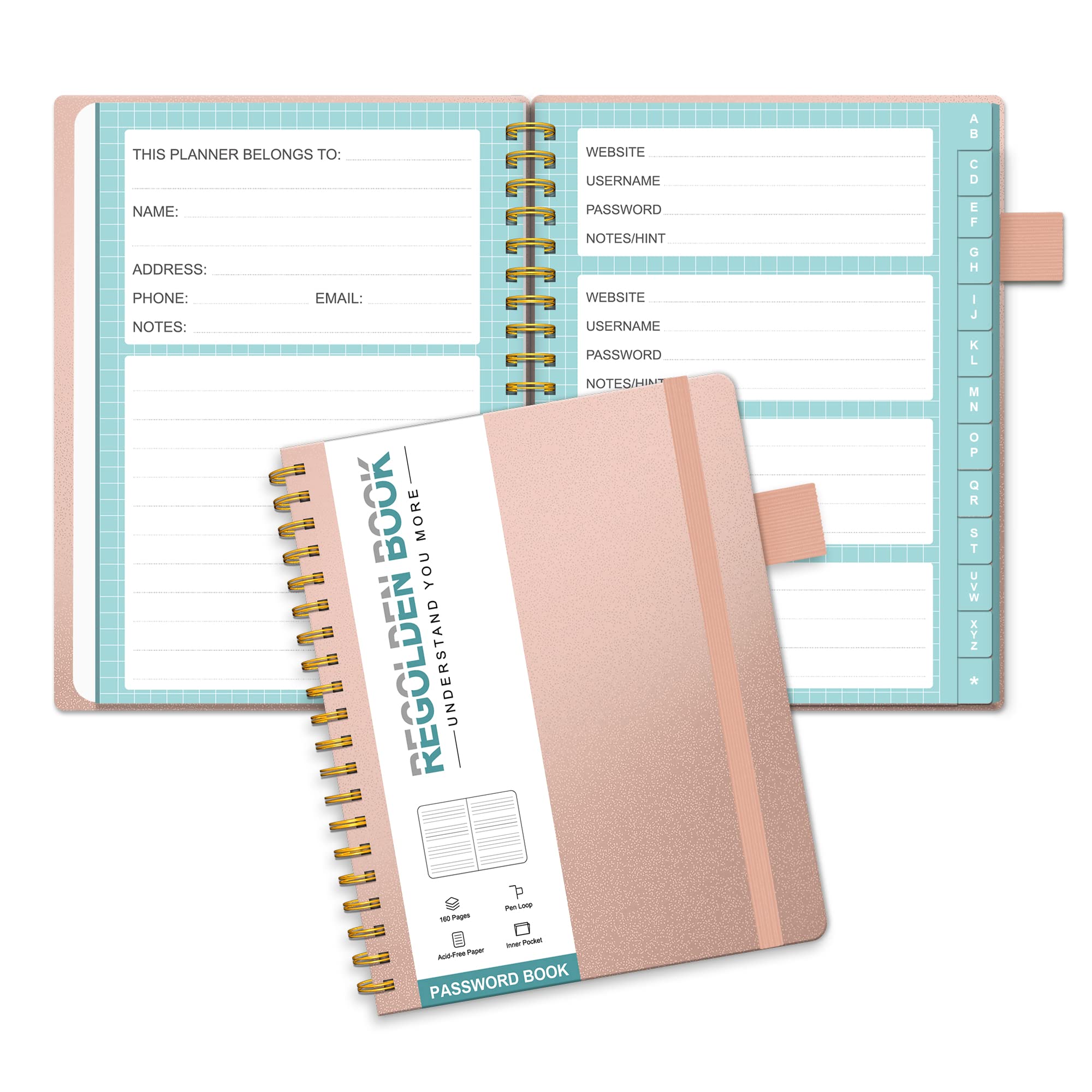 Regolden-Book Password Book with Alphabetical