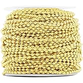 CleverDelights Bulk Ball Chain - Gold Color - Craft Jewelry Chain Dog Tags Home DIY (2.4mm, 100, Feet)