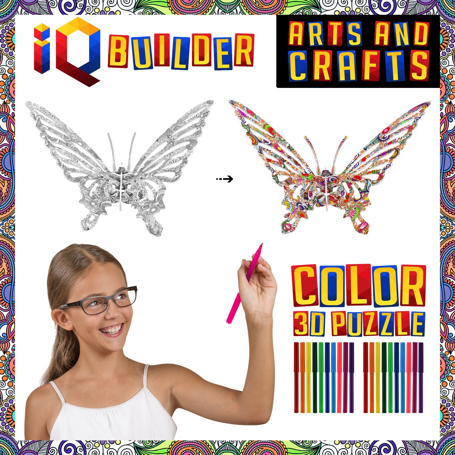 Iq Builder Arts And Crafts For Girls Age 7 8 9 10 11 12 Year Old And Up 3d Art Coloring Painting Animal Puzzle Set Fun Creative Diy Toys