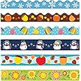 Carson Dellosa 225ft Seasonal Bulletin Board Borders, Flower, Snowflake, Umbrella, Acorn, Pumpkin Bulletin Board Border 6-Pack for Bulletin Board, Classroom Décor, Spring, Summer, Winter, Fall Décor