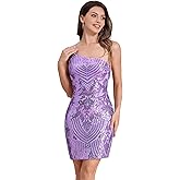 ODIZLI Sequin Dress for Women Short Prom Dresses One Shoulder Evening Party Dress with Slit