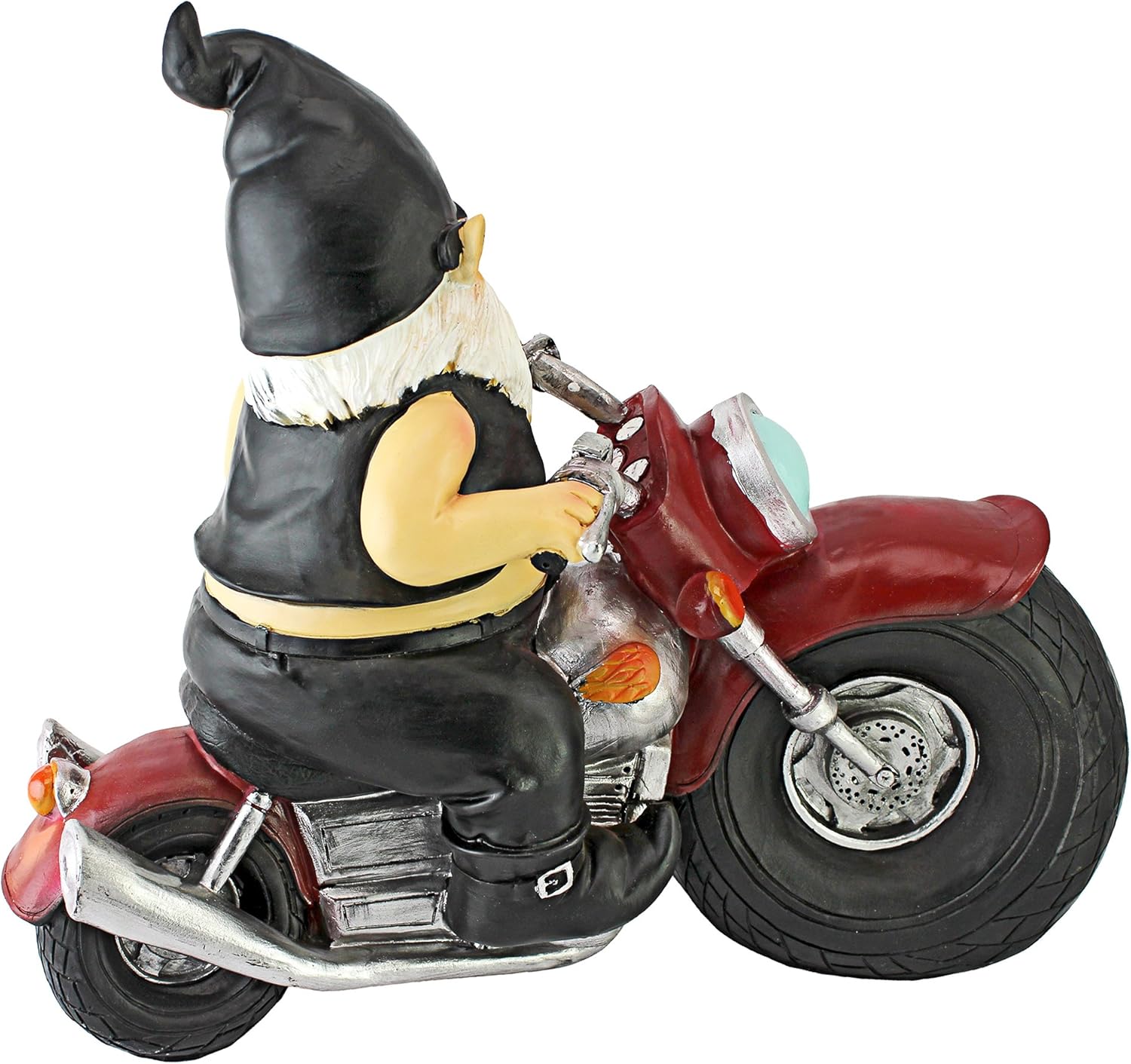 Motorcycle Biker Gnome Garden Statue Out Door Lawn Dwarf Decor Patio