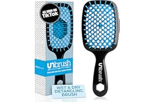 FHI Heat UNbrush Detangling Brush for Pain-Free Brushing on All Wet or Dry Hair Types — Durable DuoFlex Anti-Static Bristles, Lightweight Handle, Vented Hair Brush