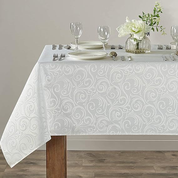 Home Beyond 60 x 104 Inch Jacquard Rectangular Tablecloth, Waterproof Spillproof Wrinkle