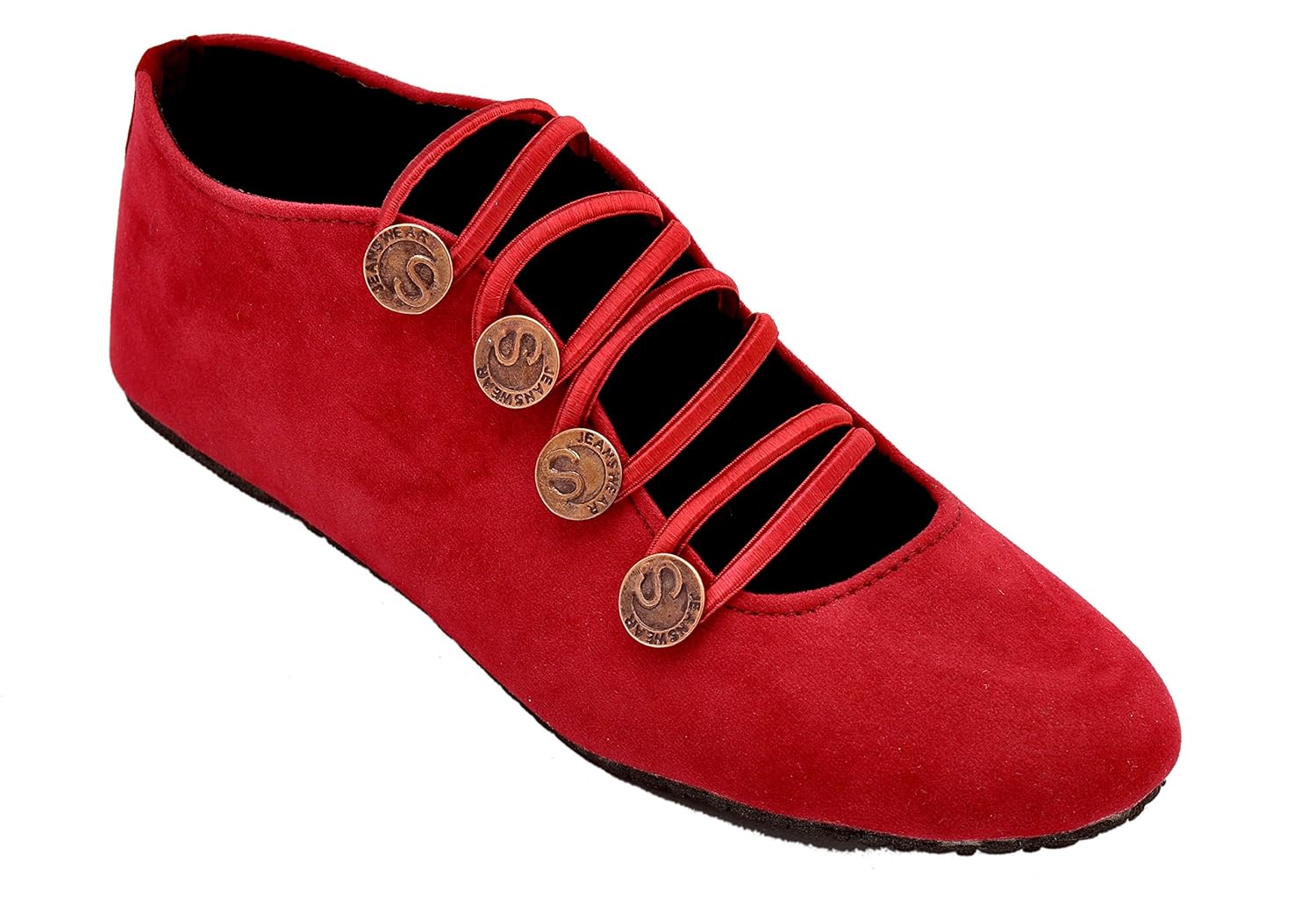 red choice collection red casual velvet shoes for women and girls (rc073)