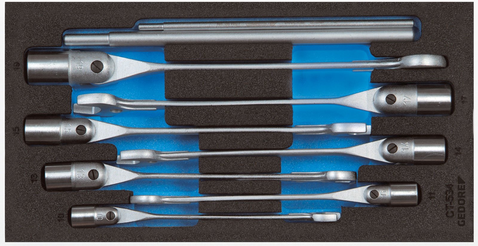 Gedore 1500 CT1-534 Set Combination Swivel Head Wrenches in 1/3 CT Module