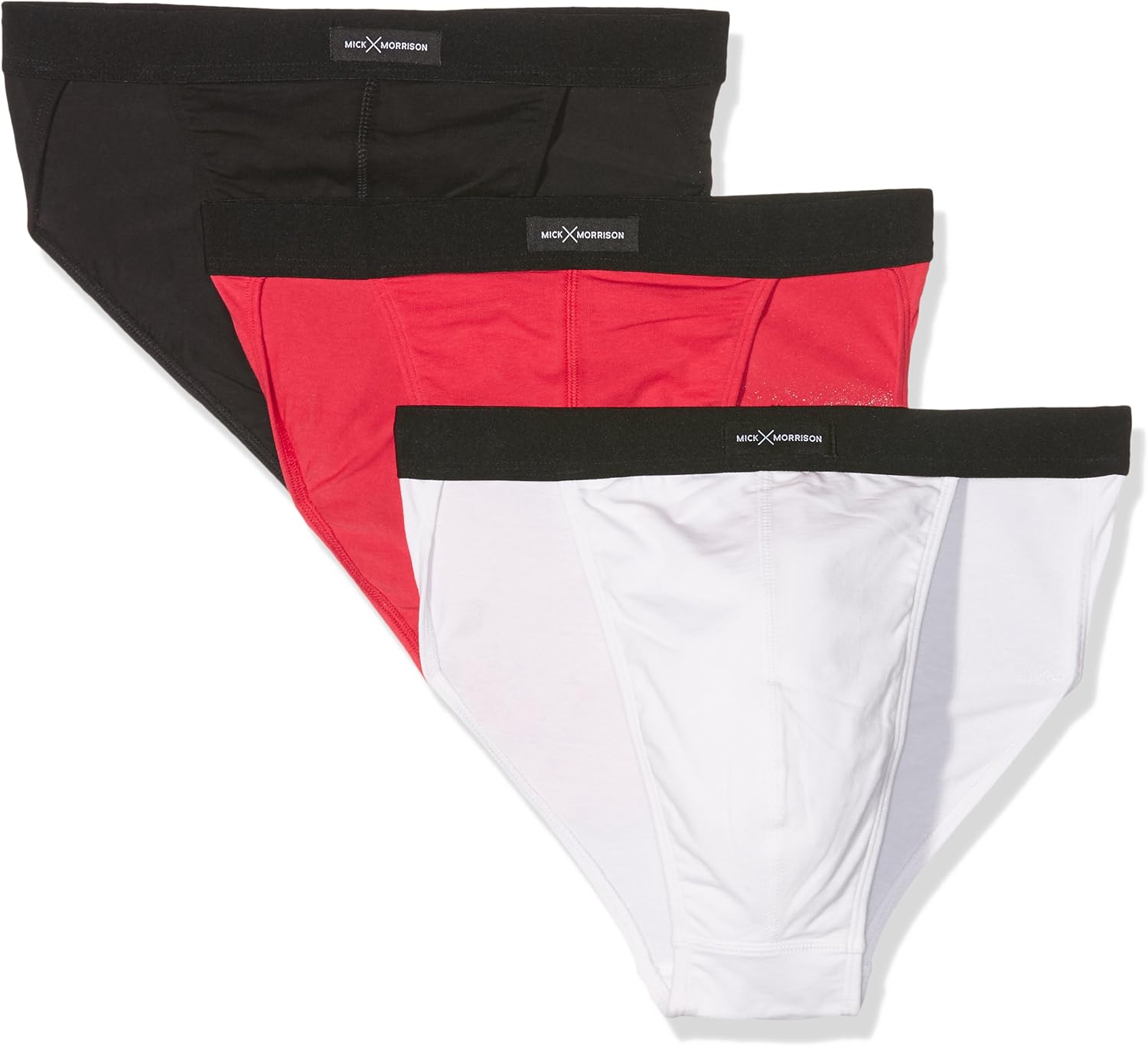 Mick Morrison Men's String Pack of 3, Multicoloured (schwarz rot weiß