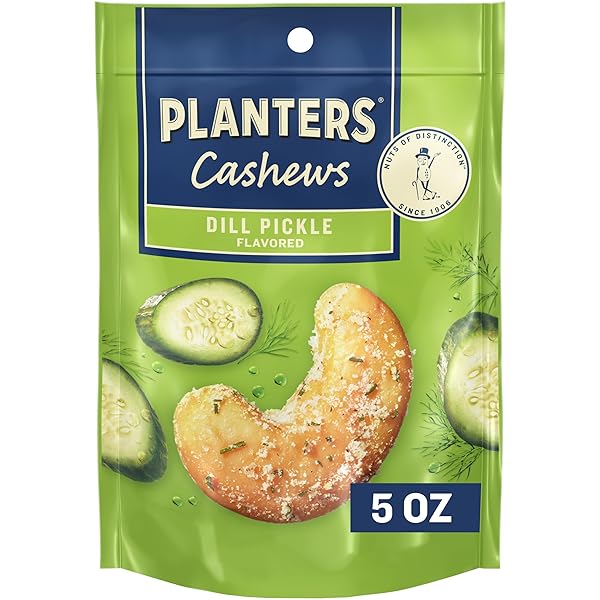 PLANTERS DILL PICKLE CASHEWS, WHOLE CASHEWS, INDIVIDUAL NUTS...