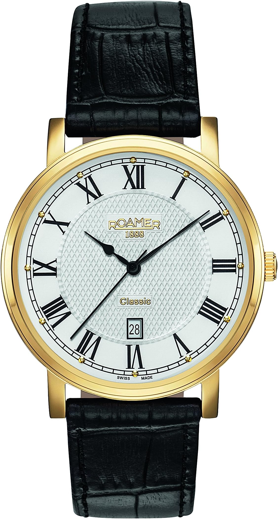 Men's Quartz Watch with Silver Dial Analogue Display and Black Leather Strap 709856 48 22 07