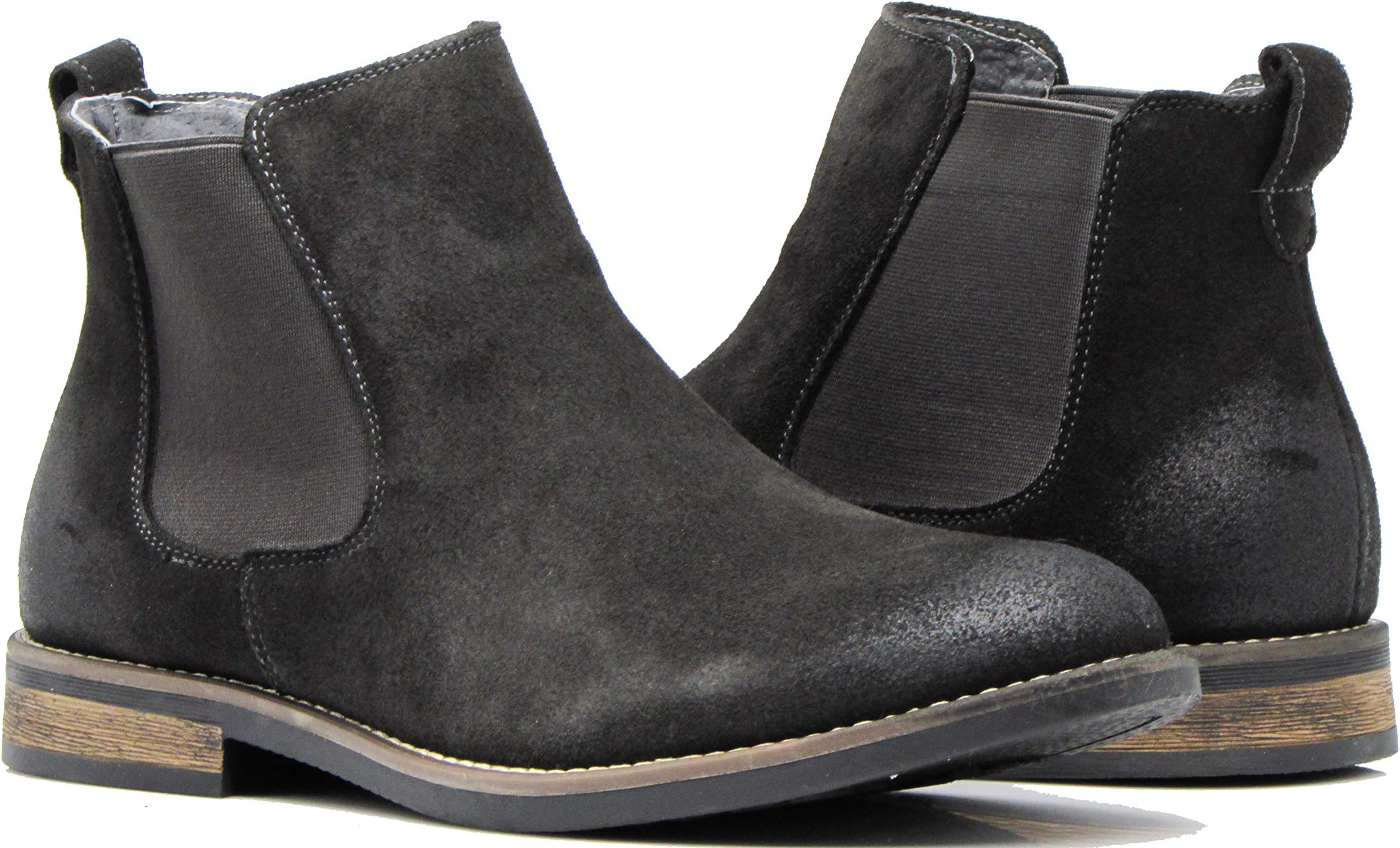 BL01 Men's Chelsea Boots Dress Fashion Slip On Suede Leather Ankle Boots