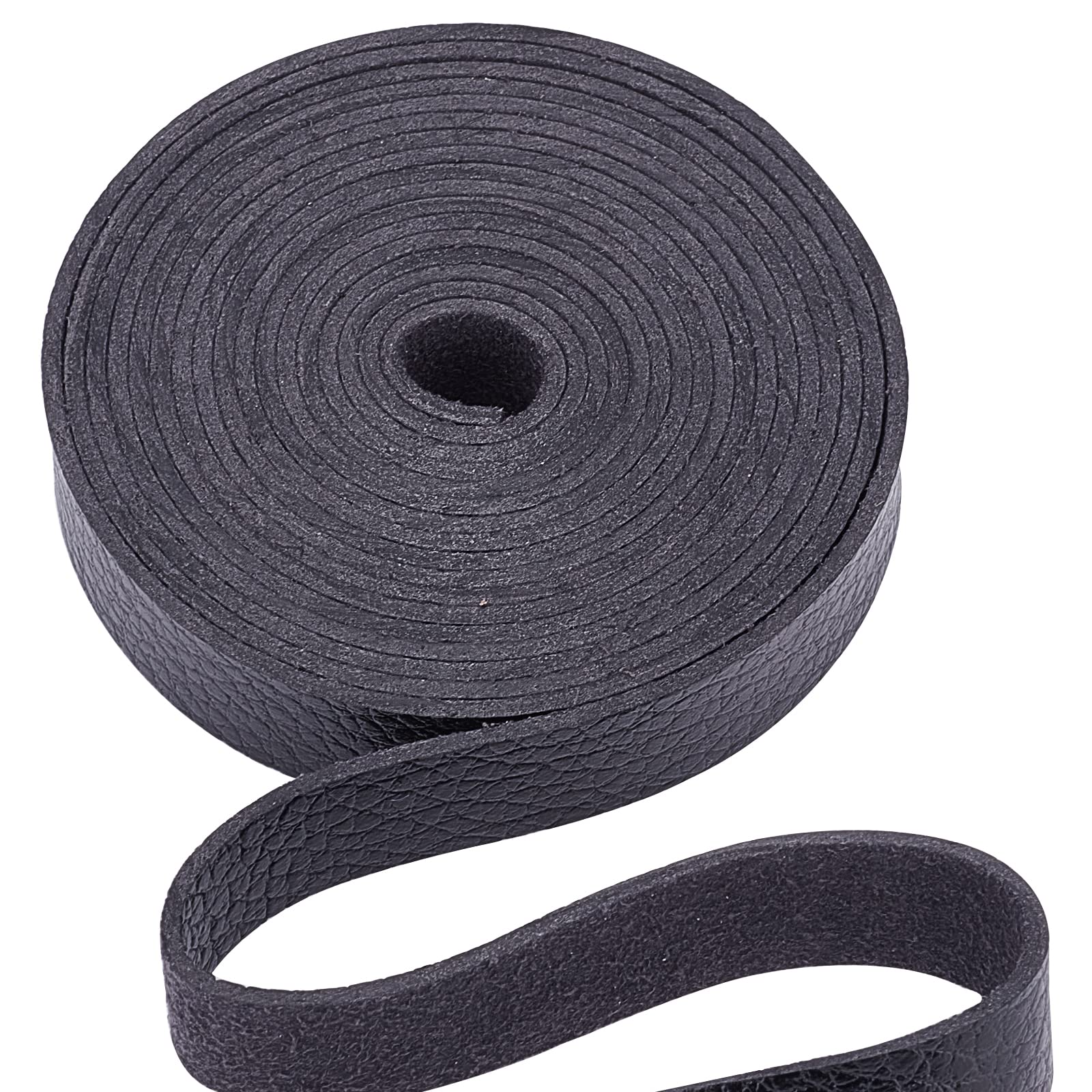 GORGECRAFT Black Leather Strap Strip 0.5 Inch Wide 79 Inch Long Lychee Pattern Leather Belt Strips Wrap Single Sided Flat Cord for DIY Crafts Projects Clothing Jewelry Wrapping Making Bag — image 1