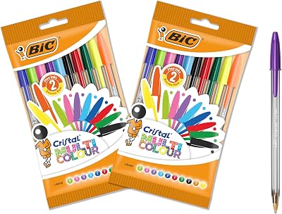 Bic Cristal Multicoloured Ballpoint Pens Large 1.6 mm Pack of 2 x 10