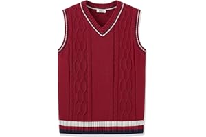 JSTEX Boys Sweater Vest 100% Cotton Kids Uniform Vest Girls V-Neck Sleeveless Knit Pullover for Size 4-14