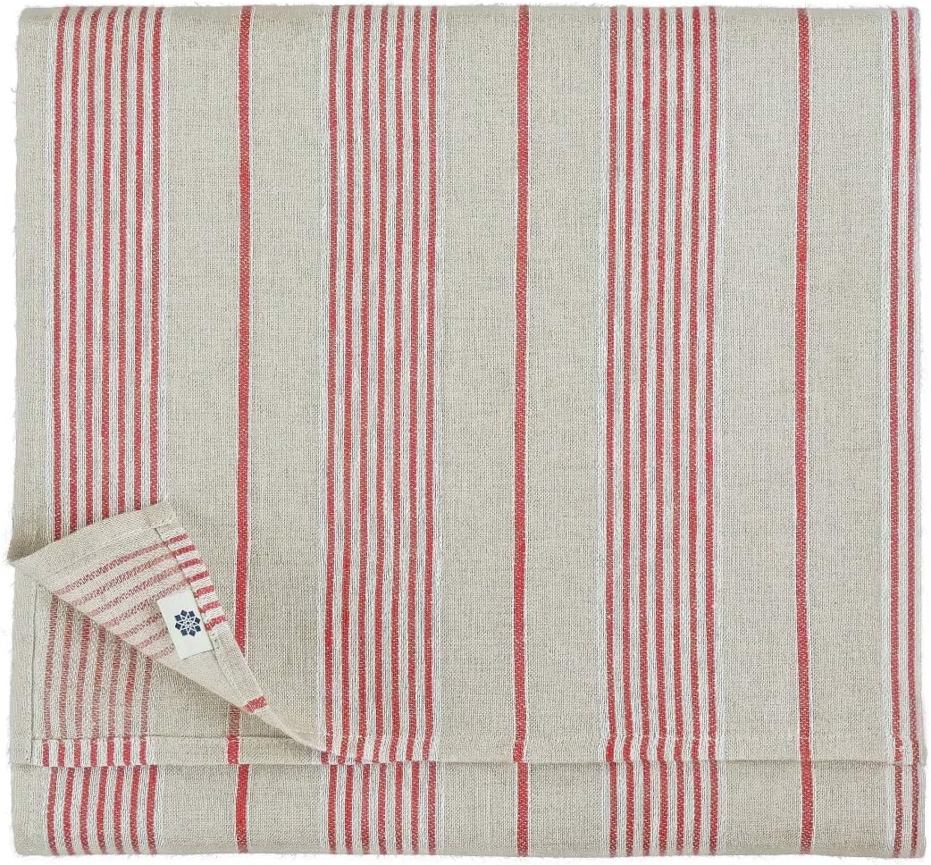 Linen & Cotton Striped Tablecloth ULLA, 100% Linen - 150 x 300cm (60'' x 120''), Natural/Beige, 118.1 x 59.1 inch (Rectangular)