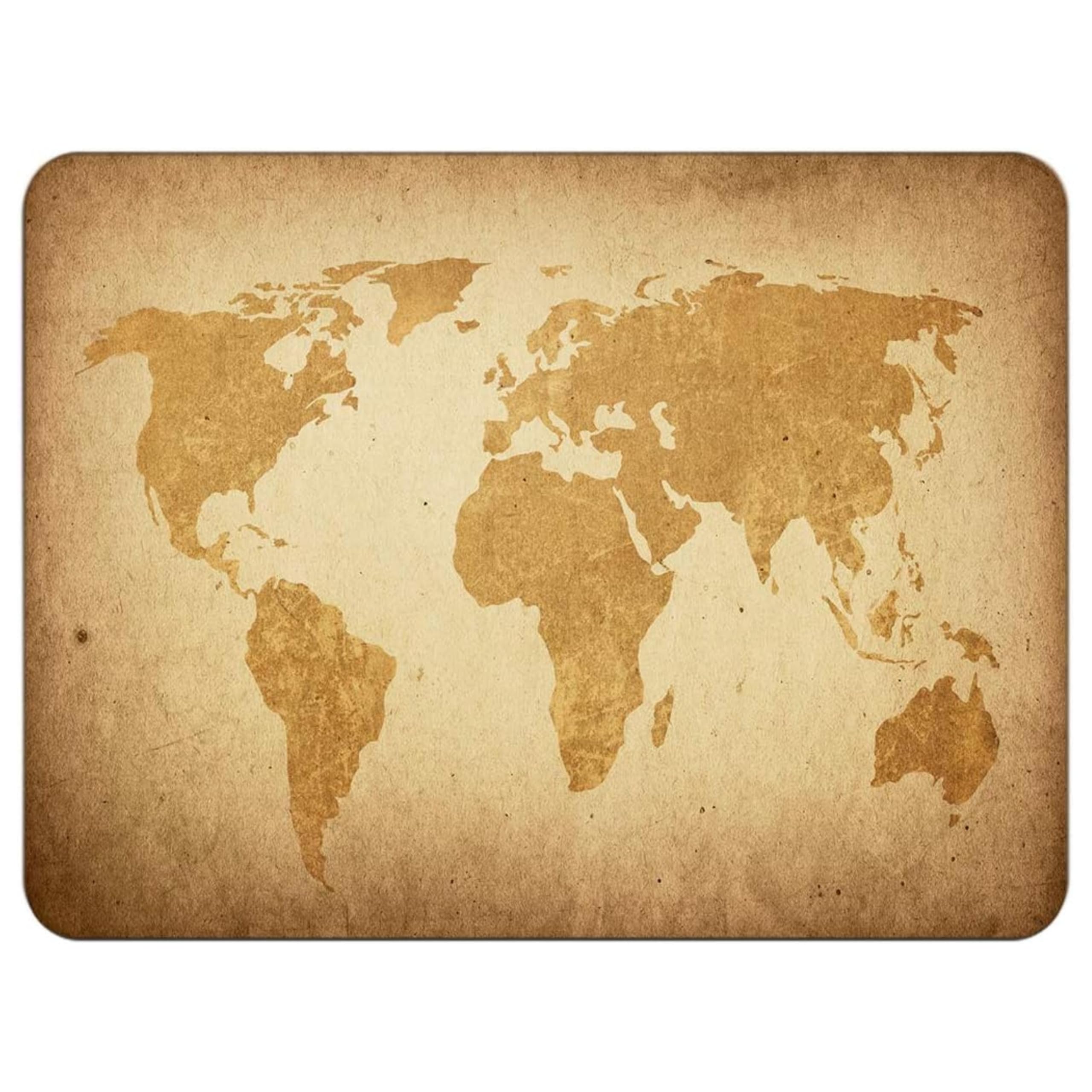 Silent Monsters Mouse Mat Medium 14 x 10 inches / 36 x 25 cm, Brown Global Map, Lasercut Edges, washable & rollable Mouse Pad, Gaming Home Office Mousemat, Mousepad non-slip & quiet, Desk Mat