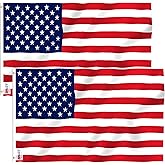 ANLEY Pack of 2 Fly Breeze 3x5 Foot American National Polyester Flag - Vivid Color and Fade proof - Canvas Header and Double Stitched - Flags with Brass Grommets 3 X 5 Ft