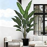 Fsslower Artificial Bird of Paradise Tree 8FT with 17 Leaves Lifelike Tall Large Faux Thick Banana Leaf Tropical Floor Plant 96 Inch Black Pot for Indoor Home Office Poolside Porch Store Corner Decor