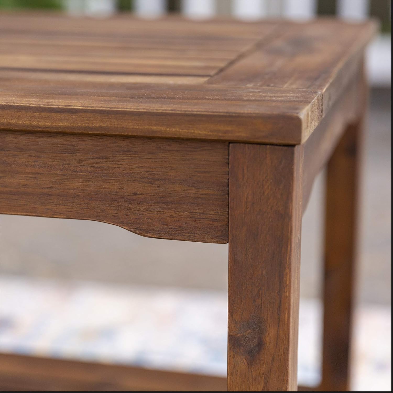 Walker Edison Furniture Company AZWCTDB Outdoor Patio Wood Rectangle Coffee Table All Weather Backyard Conversation Garden Poolside Balcony, Dark Brown : Garden & Outdoor