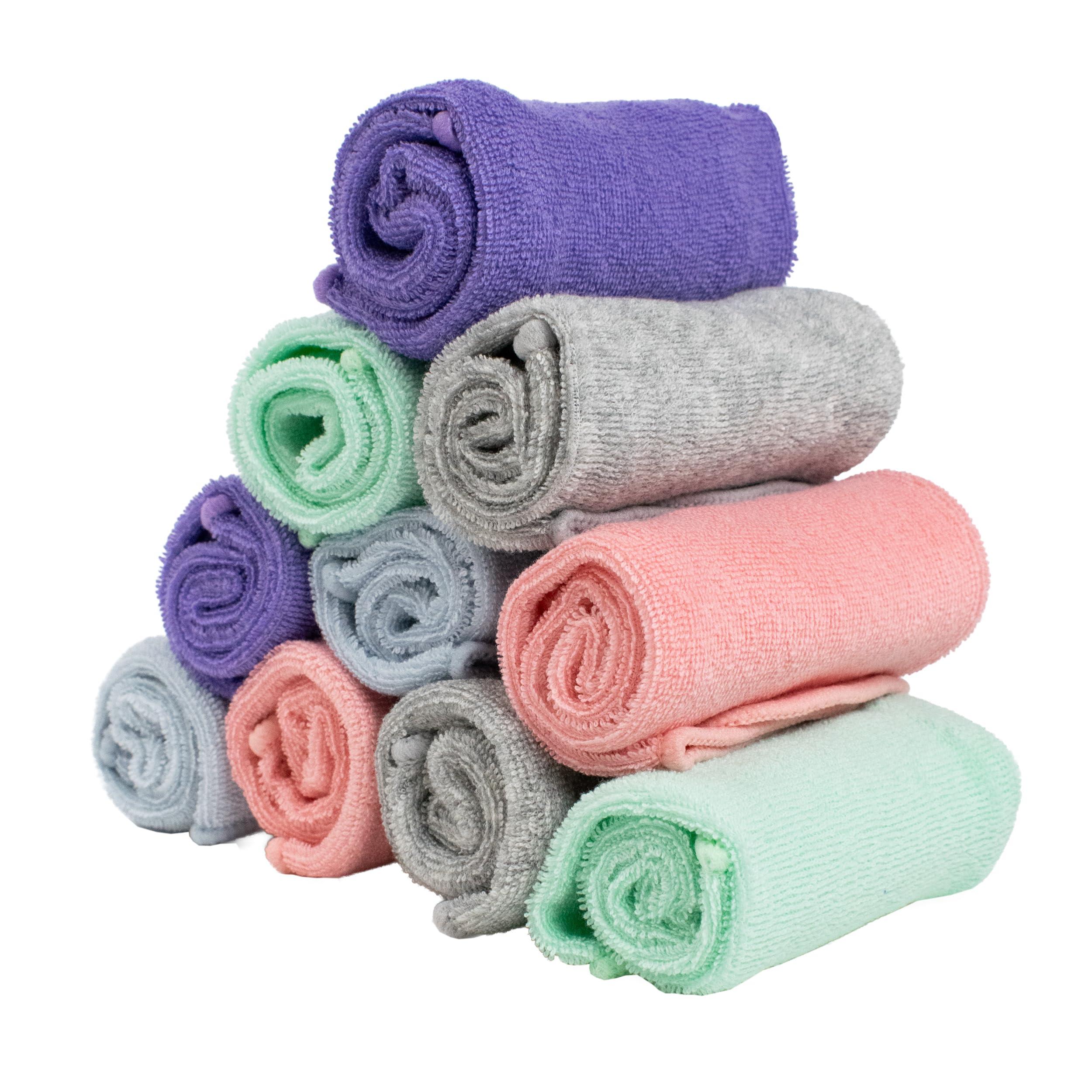 Bambino Mio, Reusable Baby Wipes - Everyday - Eco-Friendly, Chemical-Free, Double-Sided Washable Wipes, Pack of 10, Cloud