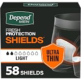 Depend Shields Incontinence Pads for Men, Light Absorbency, 58 Count