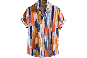 ZHUER Mens Cotton Linen Beach Tops Short Sleeve Button Down Shirts 2025 Summer Relaxed Fit Vintage Casual Hawaiian Shirts