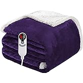 Electric Heated Blanket Full Size 72"x84", Soft Flannel with Overheat Protection, 9 Adjustable Heat Settings & 10-Hour Auto-Off Timer, Fast Heating for Winter Comfort, Dark Purple