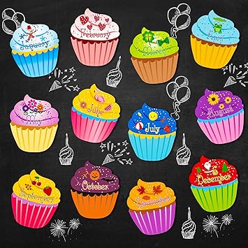 Amazon Com Classroom Birthday Chart Cupcakes Classroom Birthday