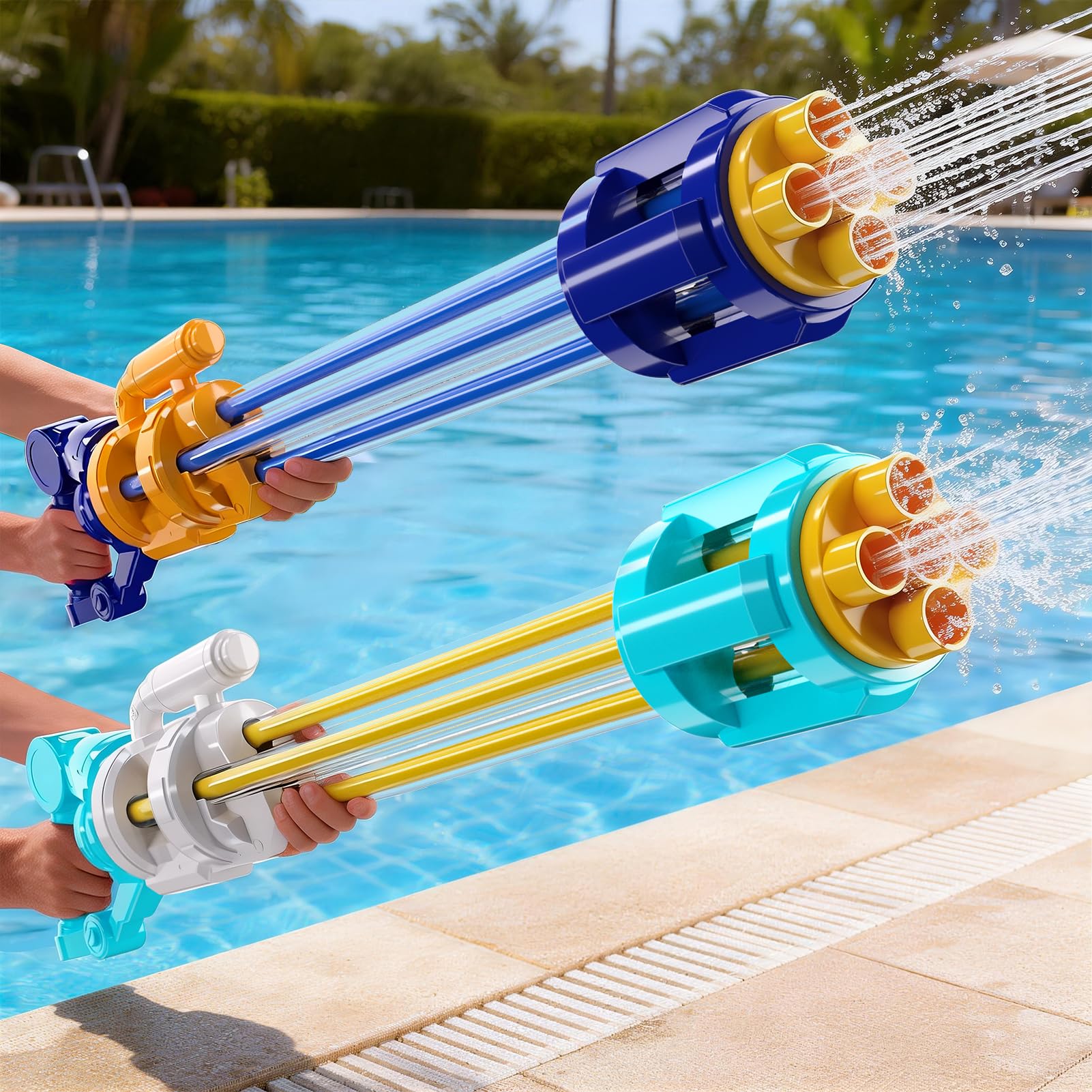 BLmukce 2 Pack 45cm Large Water Blasters for Kids, Pull-Out Design Squirt Guns, Outdoor Summer Water Fight Toys for Teens, Beach Pool Party Games for Boys Girls