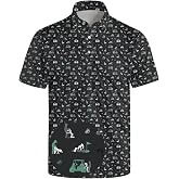 Golf Polo Shirts for Men Funny Print Short Sleeve Golf Shirts Performance Golf Polos