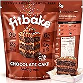 FitBake Keto Low Carb Chocolate Cake Baking Mix | 2g Net Carbs Per Serving | No Added Sugar | Zero Sugar &amp; Gluten Free Desserts, Naturally Sweetened Keto Snack 8.75oz