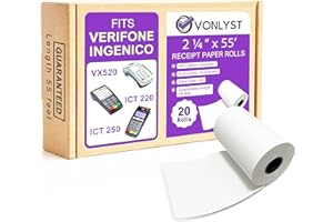 Vonlyst Thermal Paper Roll 2 1/4 x 55 for Verifone Vx520 Ingenico ICT220 ICT250 FD400 (20 rolls)