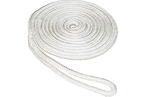 ACY Marine- Double Braided Nylon Dock Line - Boat Rope - Marine and Pontoon Accessories - Braided, Reinforced Boat Ropes and Ties for Docking - Stretch Resistant with 12” Spliced Loop for Mooring