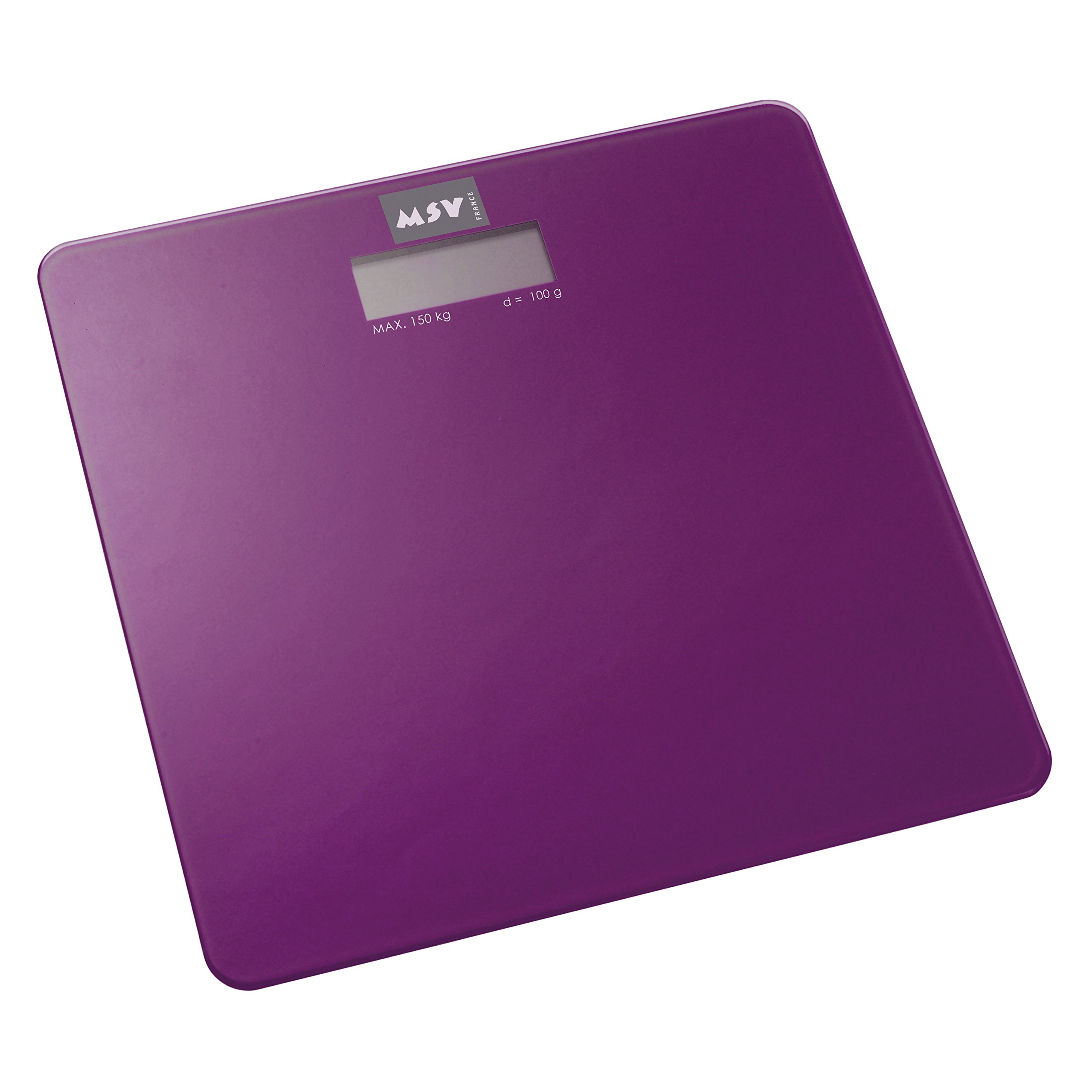 MSV Bathroom Scales Glass Purple