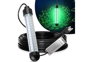 HappyAlley Underwater Fishing Light, 25W 2700LM Green Fishing Light, IP68 High Efficiency LED Fish Attractor Lamp, UL Certified 32.8ft Cable, Waterproof Submersible Lamp for Boat, Dock, Kayaks