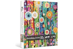 PPUZZLING Colorful Flower Garden Puzzle for Adults 1000 Pieces, Fantasy Rainbow Floral Jigsaw Puzzles, Difficult Challenging Nature Puzzle as Home Decor, Green