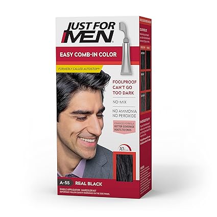 Amazon Com Just For Men Easy Comb In Color Formerly Autostop Gray Hair Coloring For Men With Comb Applicator Included Easy No Mix Application Real Black A 55 Packaging May Vary Chemical Amazon Com Just For Men Easy Comb In Color Formerly Autostop Gray Hair Coloring For Men With Comb Applicator Included Easy No Mix Application Real Black A 55 Packaging May Vary Chemical