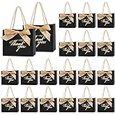 Motroce 20Pcs Small Thank You Gift Bags With Handles, 5.5 x 2.4 x 4.7 Inches Black Mini Gift Bag Bulk, Party Favor Bags with Ribbons for Wedding Baby Shower Birthday Christmas