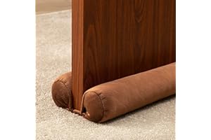 TORMAYS Door Draft Stopper Double Sided Weather Stripping Noise Breeze Draft Blocker Door Sweeps Washable Under Door Seal Strip Adjustable Velvet Draft Guard Multi Color Available (36 inch, Brown)