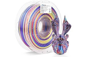AMOLEN Silk PLA 3D Printer Filament, Shiny Multicolor Rainbow PLA Filament 1.75mm, Fast Color Change PLA 3D Printing Filament for Most FDM 3D Printer, Blue Red YellowGreen