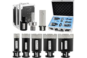 DT-DIATOOL Diamond Tile Hole Saw Kit 8pcs - Diamond Core Drill Bits 19/28/35/45/51mm + Finger Bits 20mm + 2 Adapters for Porc