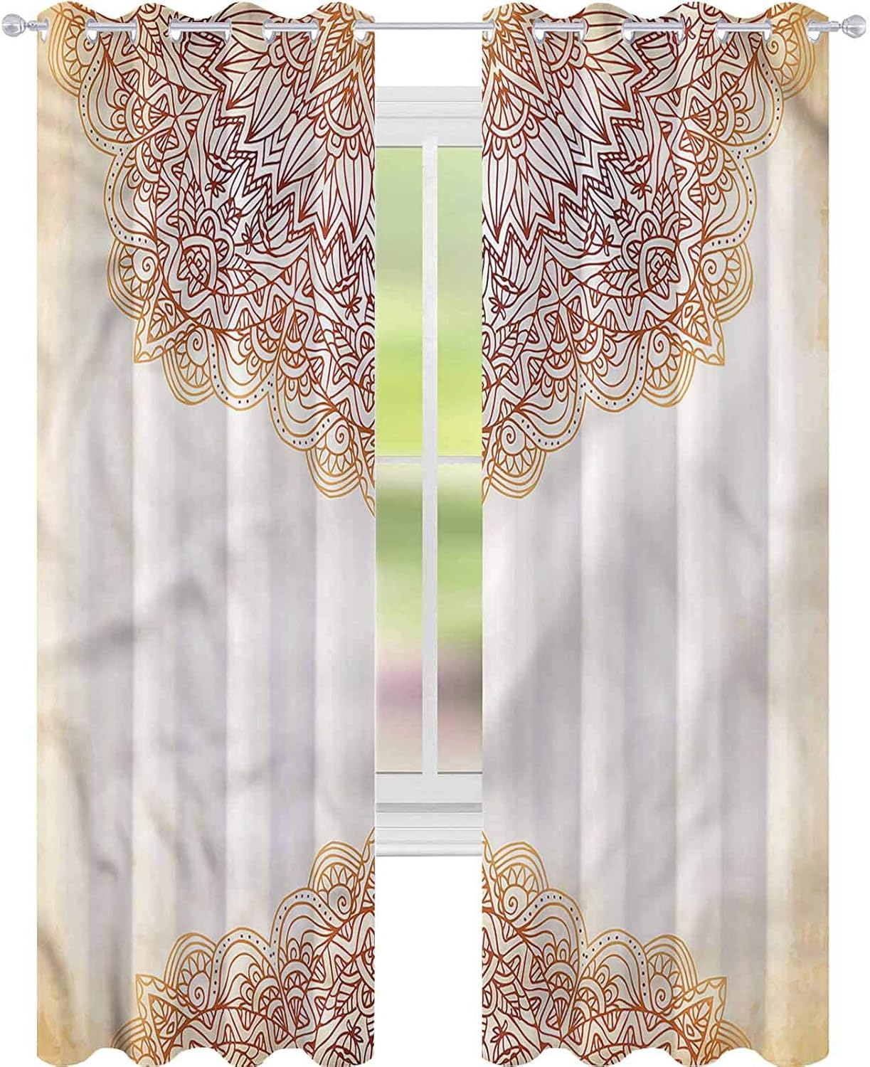 YUAZHOQI Curtains Victorian Oriental Vintage Art Decor Curtains 52" x