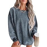 SELINK Womens Crewneck Oversized Corduroy Corded Sweatshirt Long Sleeve Casual Pullover Tops