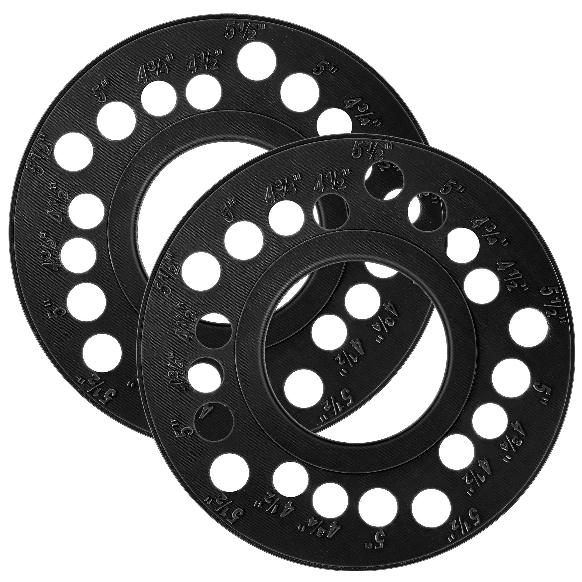 Photo 1 of Feekoon 2 PCS Wheel Bolt Pattern Measuring Tool, 5 Lug Bolt Template, Trailer Axle Circle for 4, 5, 6, 8 Holes, Essential for Precision Lug Pattern Measuring, Ensure Correct Wheel Fitment (Black)