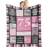 Atokker 75th Birthday Gifts for Women/Men Blanket, Women 75th Birthday Gifts 1949, Best Gifts for 75 Year Old Woman, Happy 75th Birthday Ideas for Mom Grandparents Throw Blanket 60"x50"