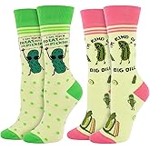 Subesty 2 Pairs Funny Pickles Socks for Women Men Gifts, Novelty Cotton Dill Crew Socks for Pickle Lovers Stockings Stuffers